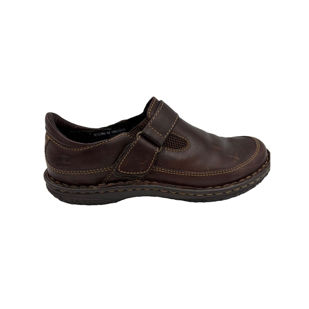 Born Honesty Brown Leather Monk Strap Comfort Loafers Clogs Women 8.5 Boho Work